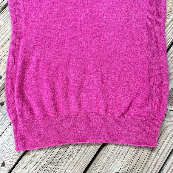 Saks Fifth Avenue Women's Bright Pink Short Sleeve Cashmere Sweater Size M - Picture 4 of 7
